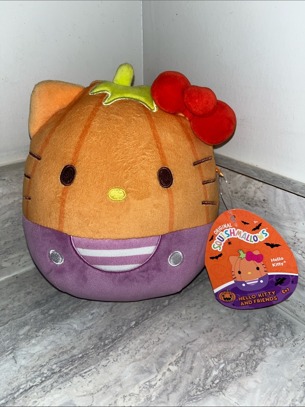 Hello Kitty Pumpkin Plush in Orange, Purple, Red & Green